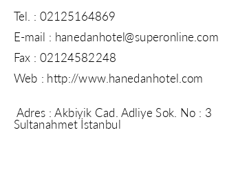 Hanedan Hotel iletiim bilgileri